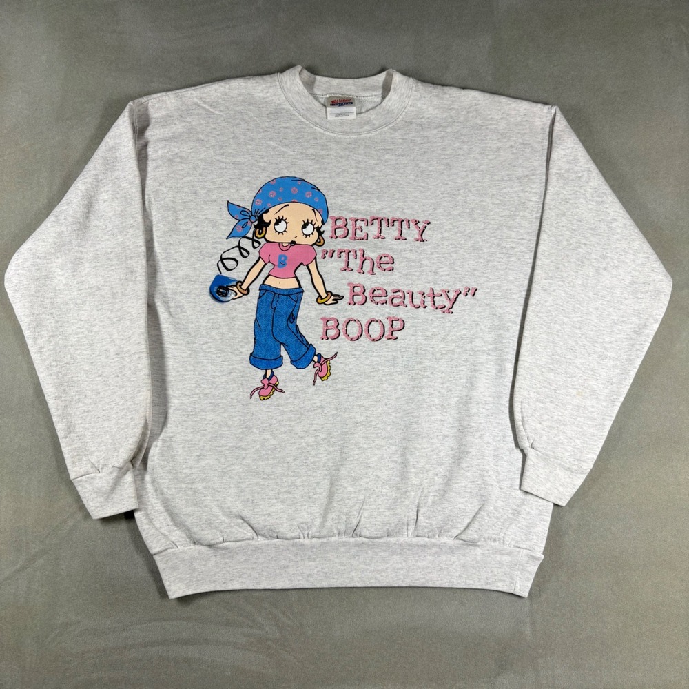 Vintage Betty Boop Hanes Sweatshirt Gray The Beauty Graphic Pullover Large